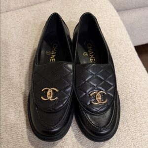 Black Quilted Loafers
